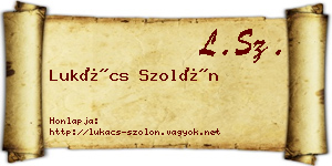 Lukács Szolón névjegykártya